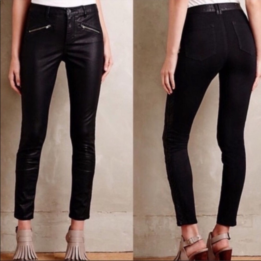 Anthropologie Pilcro and the Letterpress Serif black vegan leather pants‎ 26P